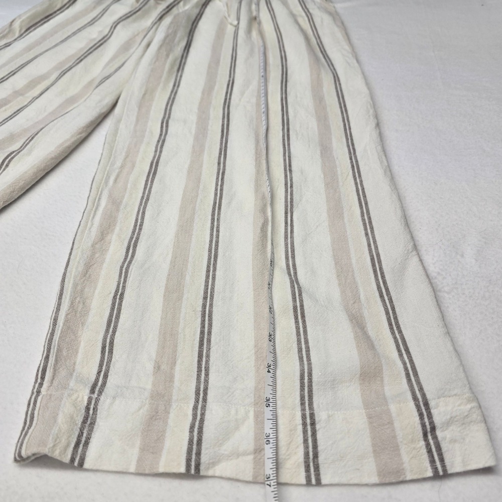 Becool‎ Womens Medium Striped Wide Leg Pants Elastic Linen Blend Resortwear - Picture 8 of 8
